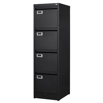 Verticale archiefkast met vier laden, zwart